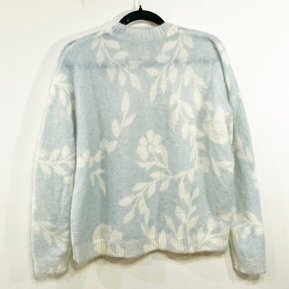 EUC Sezane Aurelia Floral Wool Mohair Sweater Light Blue Small - Picture 4 of 8